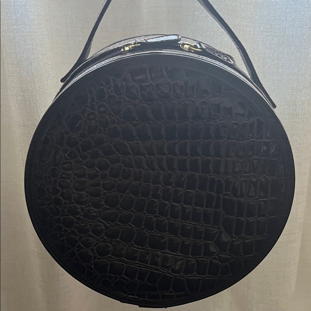 Stylish Brown Croc-Embossed Round Bag